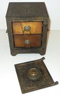 Antique Cast Iron Security Safe Deposit Still Bank  1887 Combination 2 Drawers