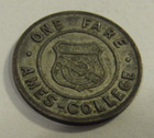 1946 Interstate Transit Lines Ames College Ames  Ia Transit Bus Token - Iowa