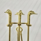 Brass Duck Head Fireplace Tool Set Vintage 1970s Mallard 4 Tools   Stand Mcm