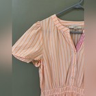 Loft Orange And Pink Striped Smocked Waist Midi Dress Size Large Tiered