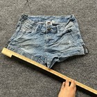 Iris Jeans Shorts Womens Size L Blue Denim Side Zip Distressed Casual Summer