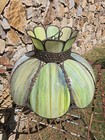 Vintage 8 Panel Slag Glass Stained Hanging Pendant Flower Lamp Tulip Shade
