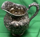 8  Sterling Silver Repousse Pitcher Jacobi   Jenkins Ca  1879-1915 Baltimore