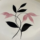 Vintage 1950s Stetson Platter Handpainted Pink And Black Flower Mid Century