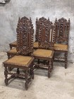 Arrives Oct 2025  Antique French Black Forest Dining Table  6 Matching Chairs