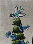 Vintage Paragon Bluebird Fir Tree Crewel Embroidery Wall Hanging Mcm Completed