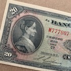 Post Ww2 Era 1950 Mexican 20 Pesos Mexico Currency Paper Money American Bc