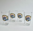 Set Of 4 Vintage Miller Lite Racing Beer Glasses Pint 6  Nascar Indy Car