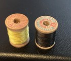 Vintage Wooden Spools Of Thread With 100  Silk Thread  Lot Of 2