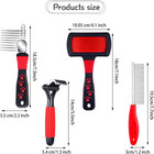 4 Pieces Pet Grooming Kit - Dematting Combs  Slicker Brush  And Steel Comb For R