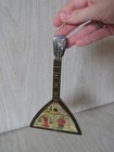 Vtg Wood Folk Russian Balalaikas 3 String Snowy Scene Hand Painted  Ornament 7 