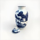 Vintage Chinese Guangxu Blue   White Porcelain Vase Mark Quangxu Period 14 
