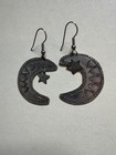 Vintage Mexico 925 Sterling Silver Crescent Moon Star Earrings Celestial Taxco