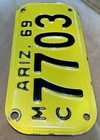 Nice Looking Vintage 1969 Arizona Motorcycle License Plate  7703  Not Mvd Clear