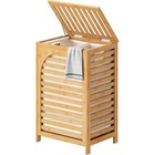 Bamboo Laundry Hamper W  Lid Large Capacity Removable Liner Portable Basket New