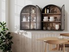 Heavy Duty Arched Wall Cabinet Glass Door Metal Wall Mount Display Storage Shelf