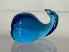 Miniature Signed Blue Whale Glass Figurine Vintage Tiny 2 25    Hand Blown 1996