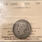 Canada 1885 25 Cents Quarter Silver Coin - Iccs G-4
