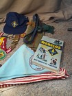 Vintage 60 s 70 s Webelos Boyscout America  Lot Hat Buckle Medals Patches Book