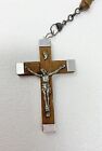 Catholic Lourdes Wood Beaded Rosary Crucifix Vintage France Religious Repaired 