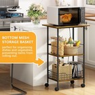 Microwave Cart With Storage  3-tier Rolling Kitchen Stand With Wire Basket  W   