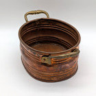Copper Jardiniere Oval Planter With Brass Handles 7 5  X 6  Plant Pot Vintage 