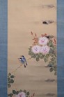 Japanese Hanging Scroll Art Painting  bird And Flower  Antique Kakejiku