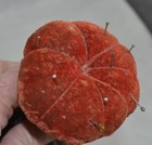 Antique Sewing Pincushion Make Do Cast Iron Pedestal Base Original Early 1800