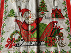 Mint Vintage Christmas Santa Tea Towel Linen