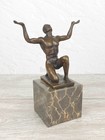 Bronze Strongman Sculpture Bodybuilder Statue Sign Male Decor Art Adonis Gift