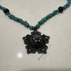  925 Sterling Silver And Turquoise Pendant Necklace