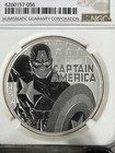 2019 Tuvalu  1 - Marvel  Captain America - Ngc Ms70  1oz Silver  Go Avengers
