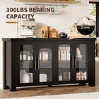 Modern 59   Buffet Cabinet Wood Sideboard Storage Cabinet W tempered Glass Doors
