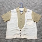 Vintage 1950s Rockabilly Shirt Mens Large Brown Boxy Fit Gab Loop Collar Mcm