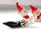 Vintage 1950 s Christmas Ceramic Pixie Elf Figurines 3 Japan Tumbling Elves