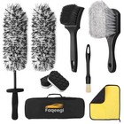 Pcs Professional Wheel Detailing Kit - Microfiber Flat Rim Brush W removable 9