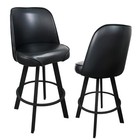 2 Pack Swivel Bucket Seat Bar Stools Black Pu Leather Memory Foam Metal Frame