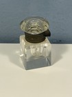 Antique Victorian Miniature Travel Glass Cube Inkwell Pocket Hinged Brass 1 75 
