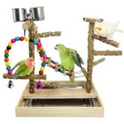  Bird Playground Natural Wood Parrot Perch Stand Bird Play Gym Colorful Style 2