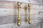 Vintage Victorian Style Cast Brass Large Heavy Door Gate Pull Handles 2 Pic