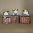  Set Of 3 Crystal Tealight Holders - Modern Wavy Design