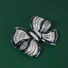 Rhinestone Bow Brooch Pin - Vintage Blue Crystal Lapel Accessory For Women