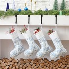  5 Pcs Chinoiserie Christmas Stockings 18 Inches Blue And White Cuff Large 
