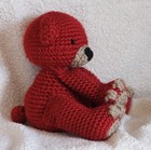Handmade Red Bear With Brown Paws - Crocheted Stuffed Animal Toy