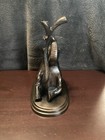 Antique Bronze Elephant Statue  Sitting Branch Trunk Art Deco Wildlife Blanket