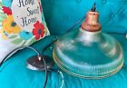 Rewired Antique Vtg Holophane Ribbed Glass Industrial Pendant Light Art Deco 20s