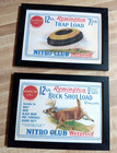 Two  2   5  X 7   Framed Copies Of Remington 1930s 12 Gauge Shot Shell Box Ends