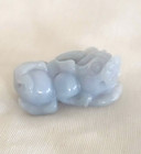 Hand Carved Hetian Purplish White Jade Dragon Fortune Foo Dog Statue Pendant