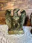 Vtg Bookends American Bald Eagle Brass Colonial Virginia 1776 Patriotic Freedom