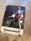 Vintage  Husqvarna Motorcycle Poster-printed In Sweden 60 s Retro Racer